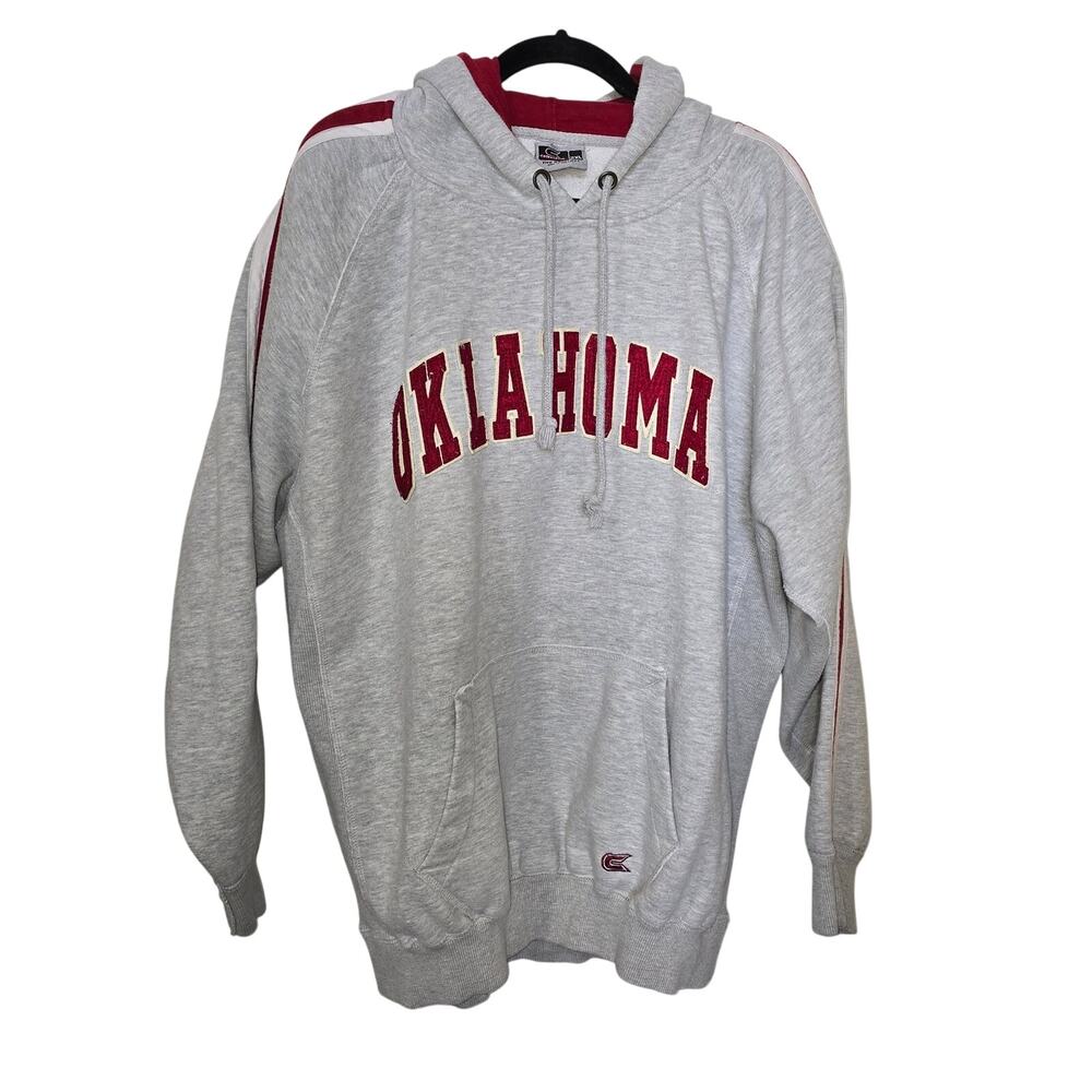 OU Oklahoma Sooners Colosseum Hoodie Gray Red Distressed Raised Letters 2XL